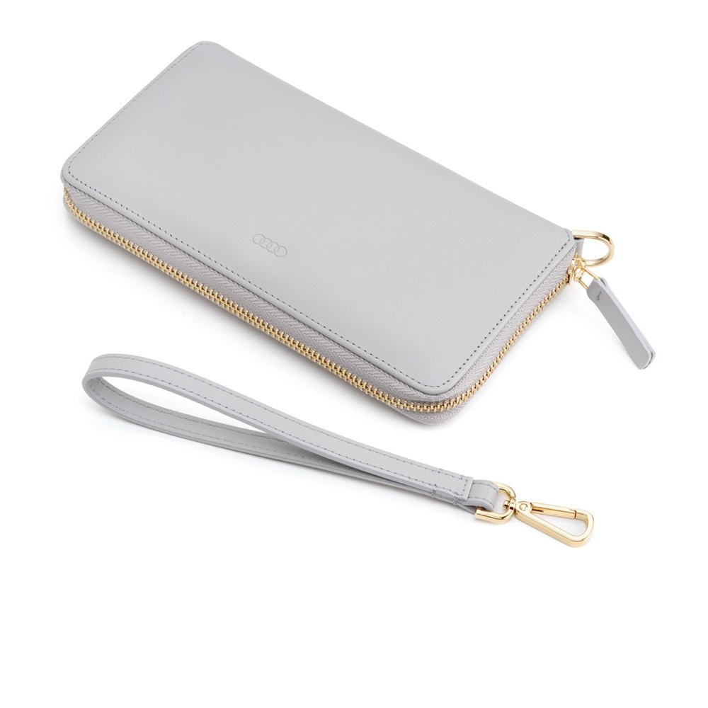 Chic Light Gray Leather wallet with wrist strap - Picture 3 of 8